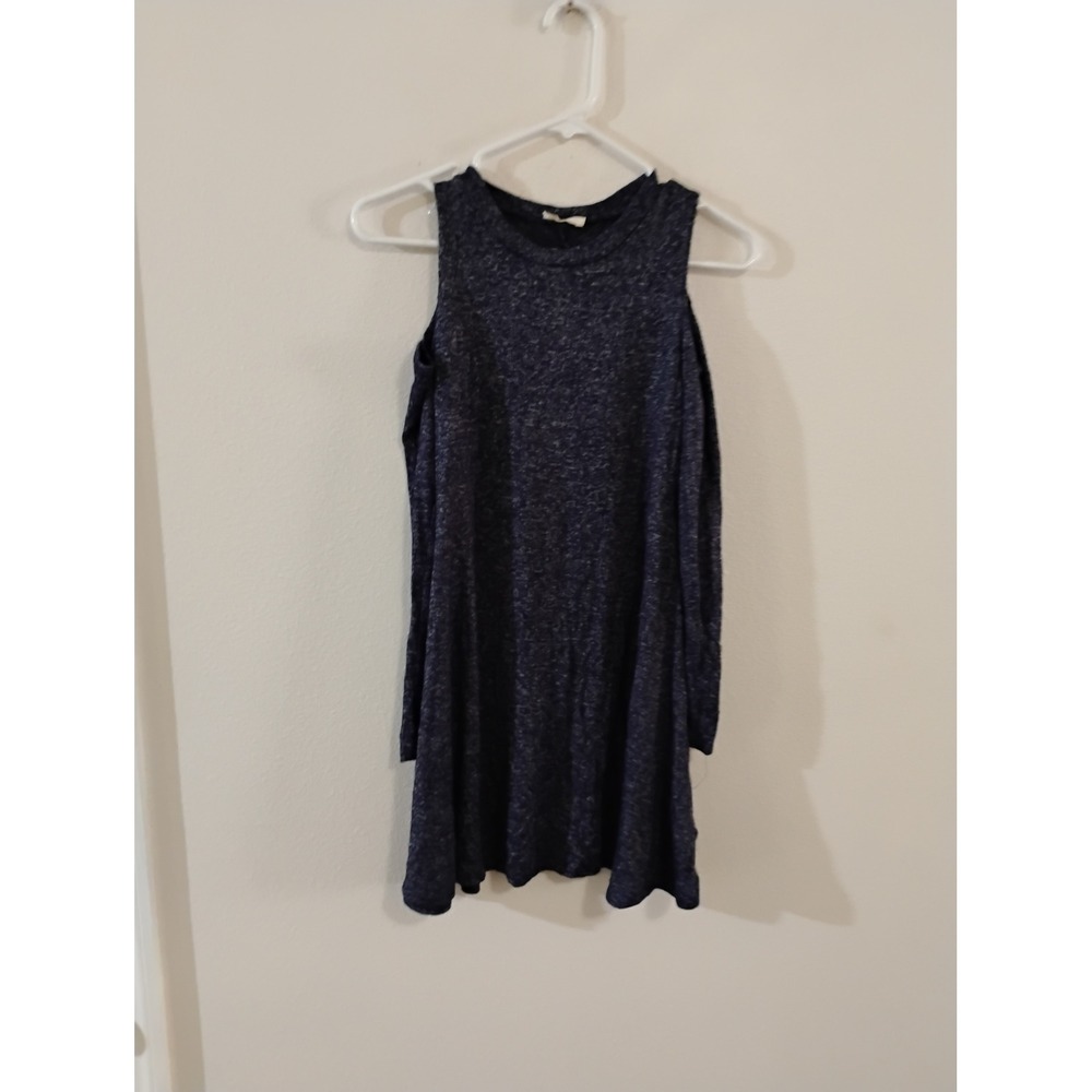 Pinc Navy Marled Cold Shoulder Long Sleeve Swing Dress Medium J-13097